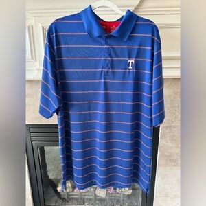 Antigua Texas Rangers Men’s MLB Short Sleeve Royal Blue Striped Polo Shirt XL
